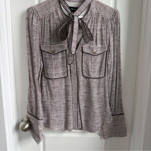 ME+EM Burgundy and Cream Blouse